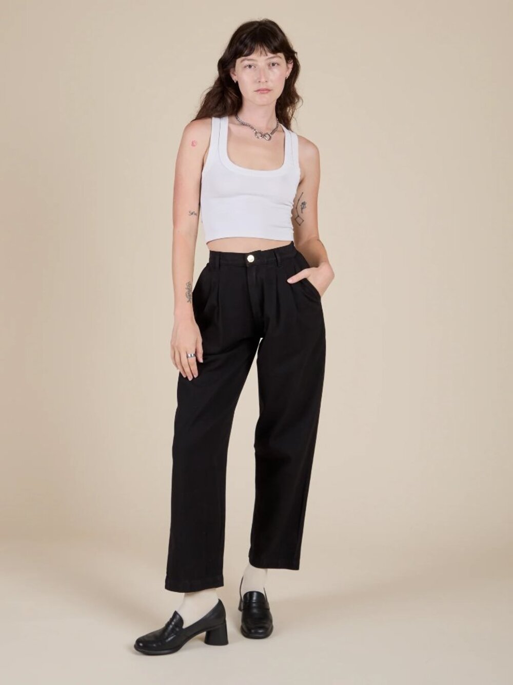 Big Bud Press Black High-Waist Pleated Trousers